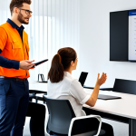 Modern Office Scene**

"A professional HSE Specialist, fully clothed in a smart-casual outfit (e.g., blouse and trousers), giving a presentation on safety procedures in a bright, modern office. Several employees are attentively listening. The focus is on clear communication and engagement. Safe for work, appropriate content, professional setting, perfect anatomy, natural proportions, family-friendly."

**