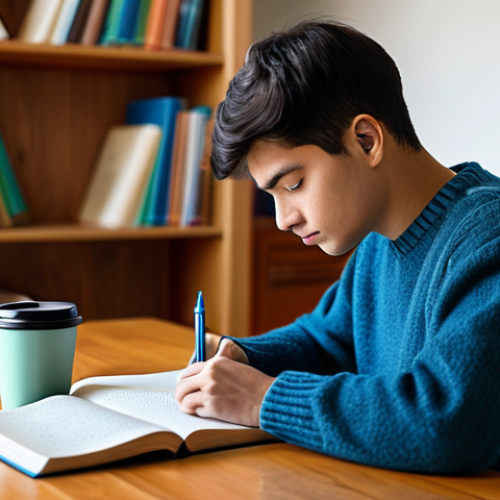 Home 12 안전관리 자격증 합격 수기 - Focused Study Session**
A student, fully clothed in a comfortable sweater and jeans, studying dilig...