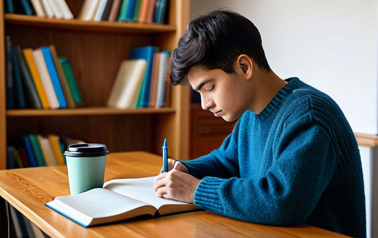 안전관리 자격증 합격 수기 - Focused Study Session**
A student, fully clothed in a comfortable sweater and jeans, studying dilig...